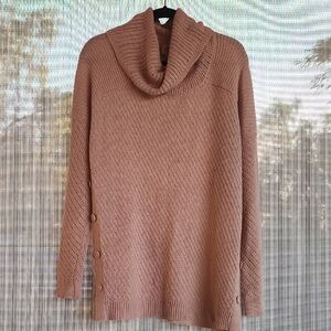 St. John's Bay Blush Pink Cowl Neck Pullover Sweater with Textured Knit